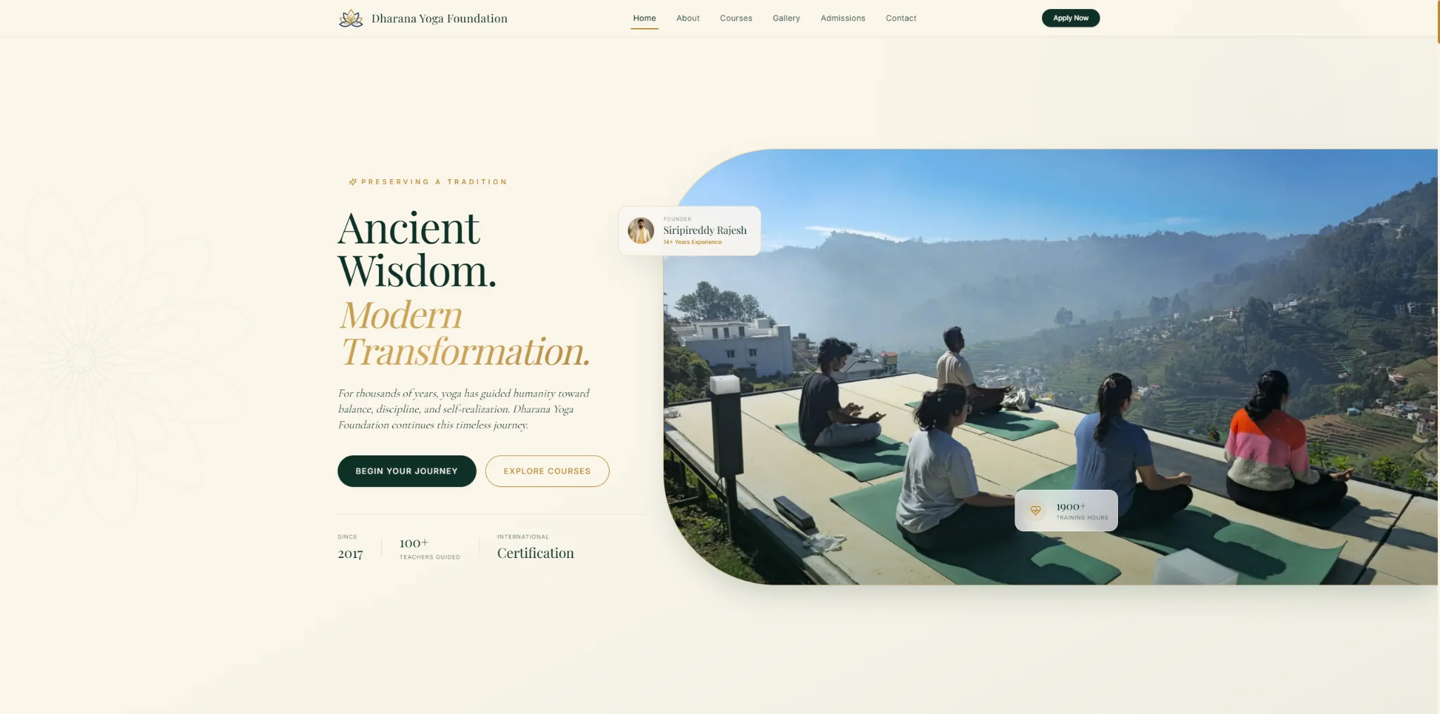 Dharana Yoga Foundation project interface